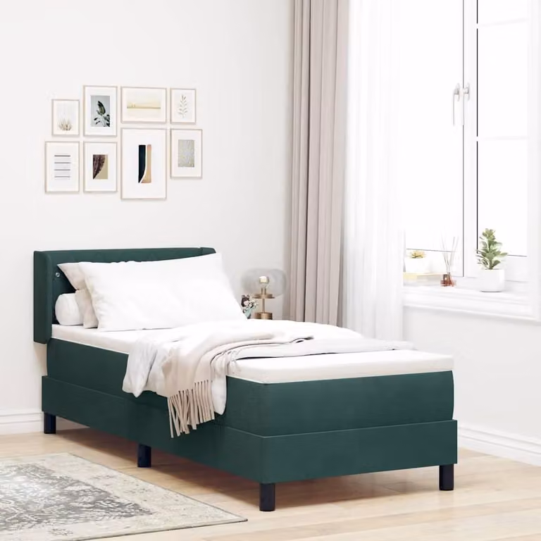 Maison Exclusive - Letto boxspring con testiera verde scuro 200 x 80 cm in velluto