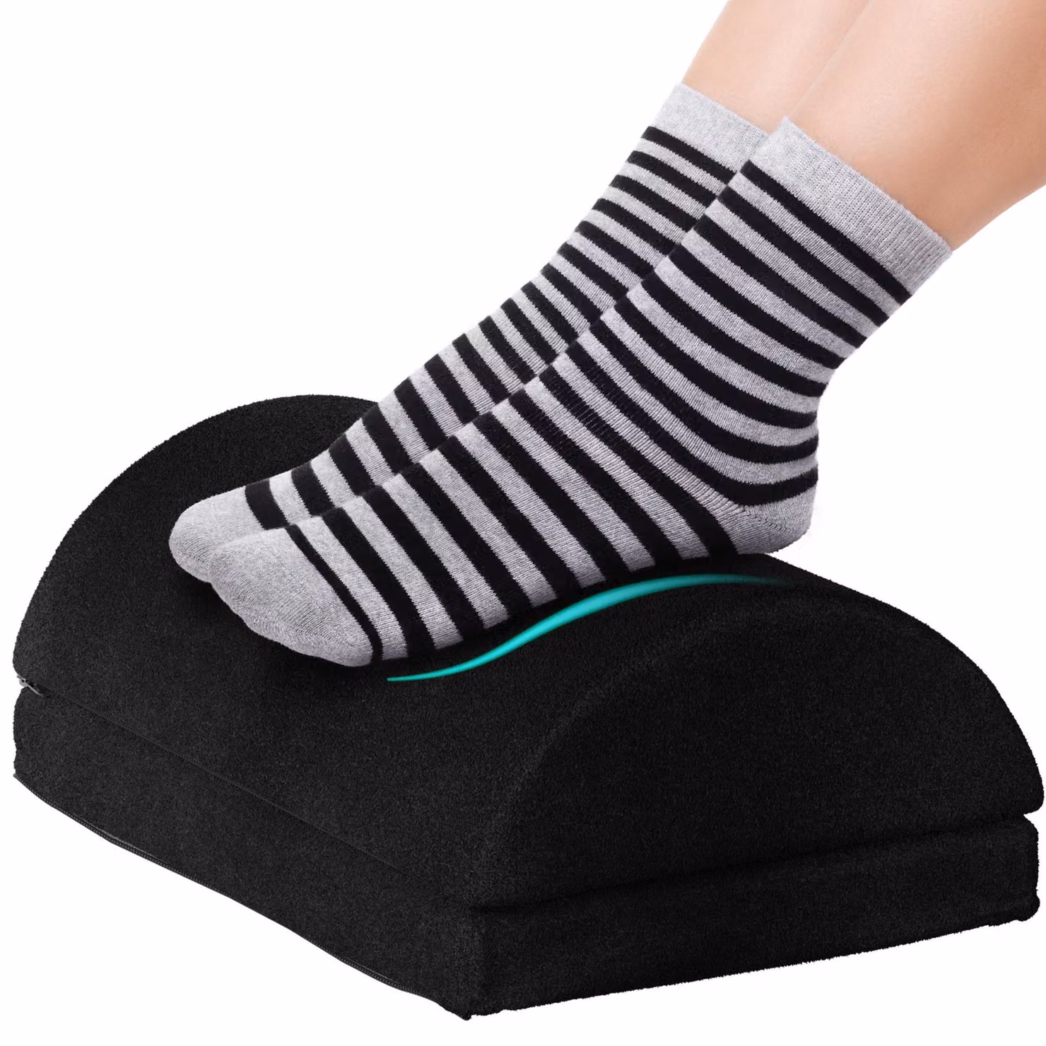 Avalo Poggiapiedi da Scrivania in Tessuto - Memory Foam Ergonomico - Lavabile - Regolabile - Per Casa e Ufficio - Nero
