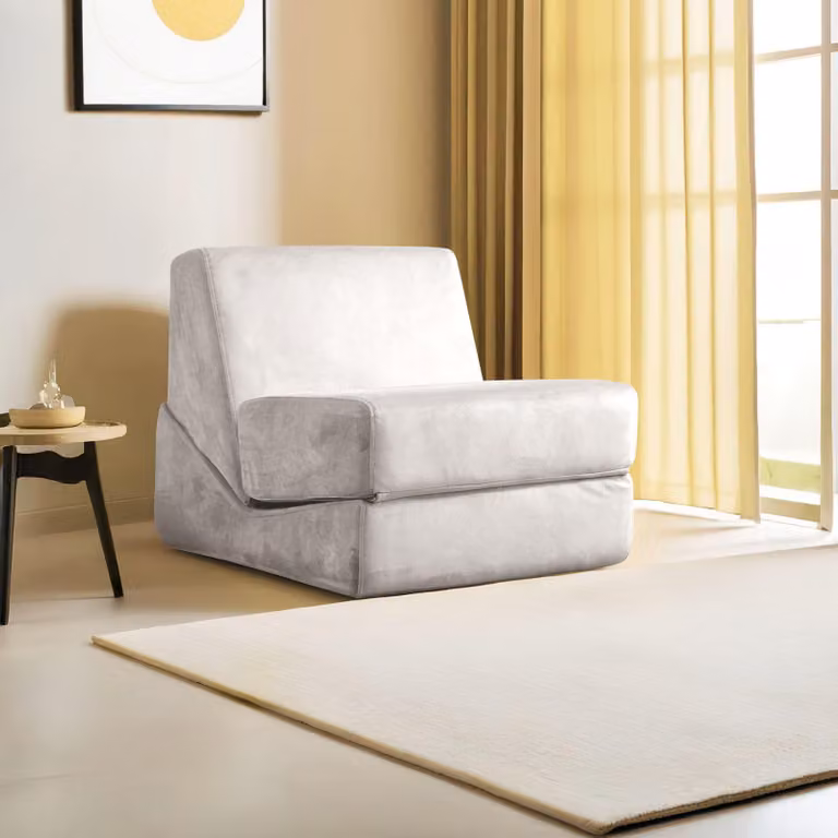 Hanah Home, divano letto monoposto di alta qualità, color crema, 70 x 100 x 70 cm | 100% poliestere, schiuma 28 DNS | Cuscini di seduta e schienale rimovibili e lavabili, design elegante.