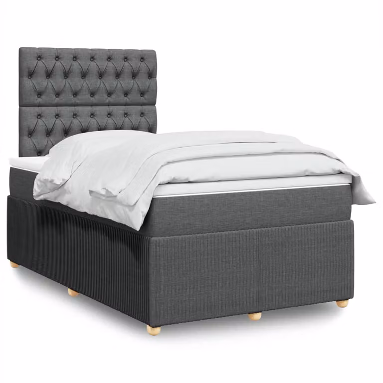 vidaXL Letto Ibrido con Giroletto a Molle e Materasso in Tessuto Grigio e Bianco L/P/H: 120 x 200 cm