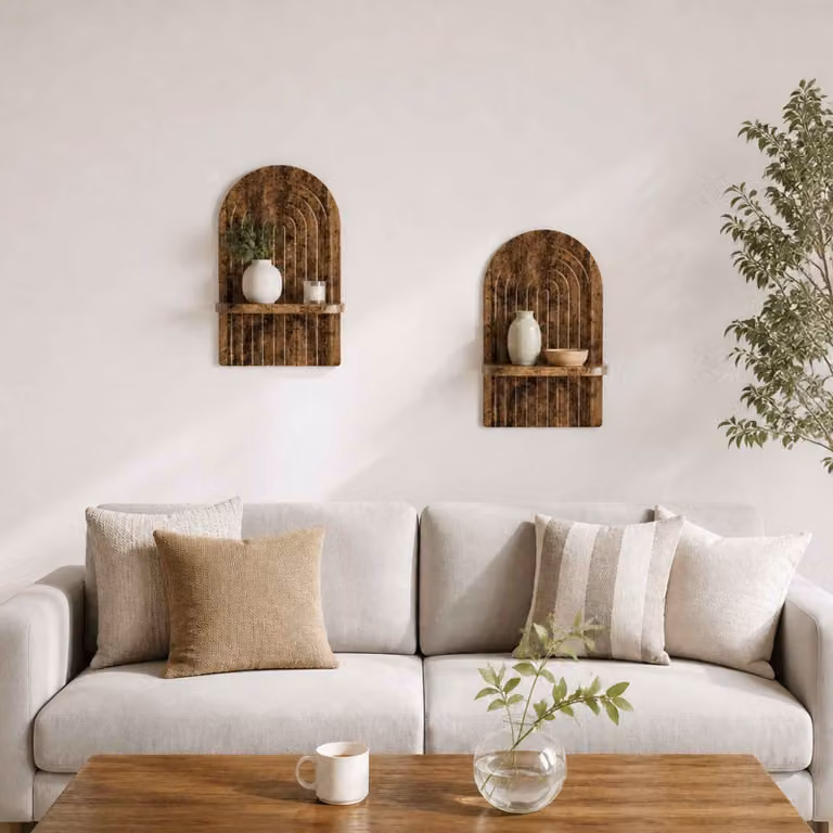 Set di 2 Scaffali da parete vidaXL in Legno Antico Marrone L 23 cm x P 13,5 cm x H 37,5 cm