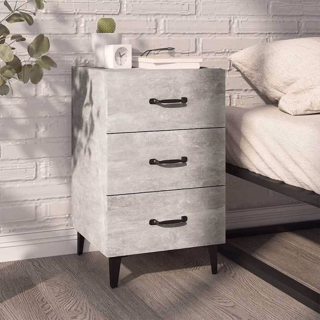 Comodino moderno vidaXL in legno e metallo, Grigio, L 40 cm x P 40 cm x H 66 cm