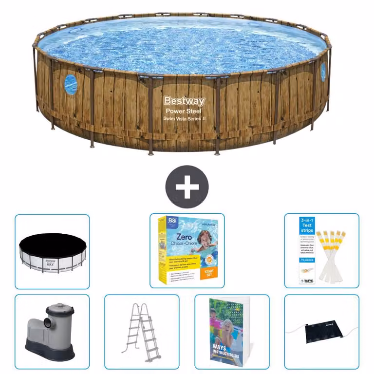Bestway Power Steel, piscina rotonda - 549x122 cm - composta da 6 parti, modello S582