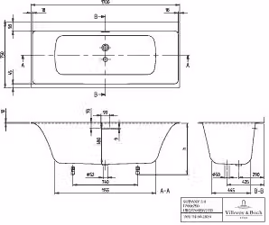 Villeroy & Boch UBQ170SBW2TDV01 Vasca da bagno Subway 3.0 1700x750x480mm