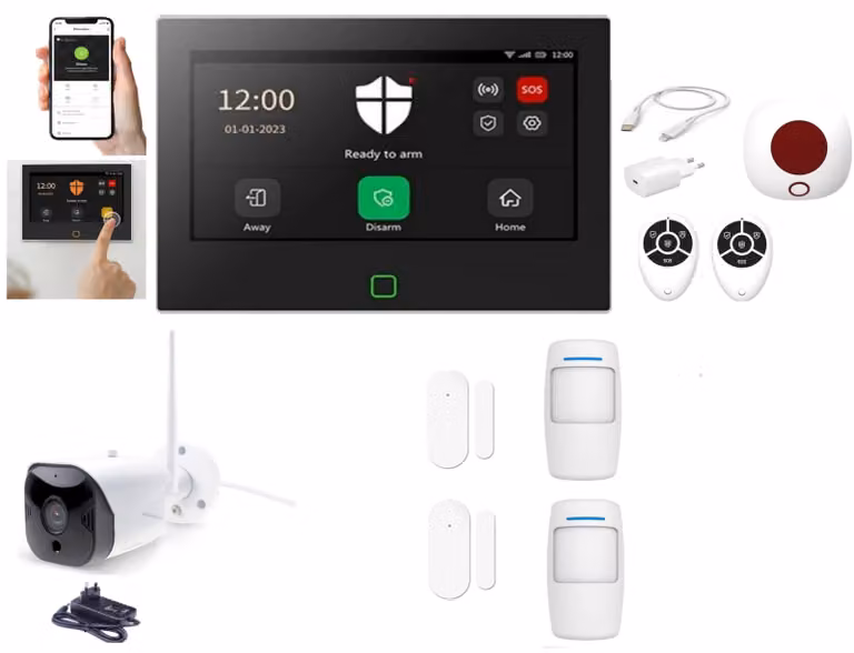 Sistema di allarme – Wireless – Schermo touchscreen da 7 pollici – Wi-Fi, SMS, GPRS – 200 zone – Per uso domestico e per uffici