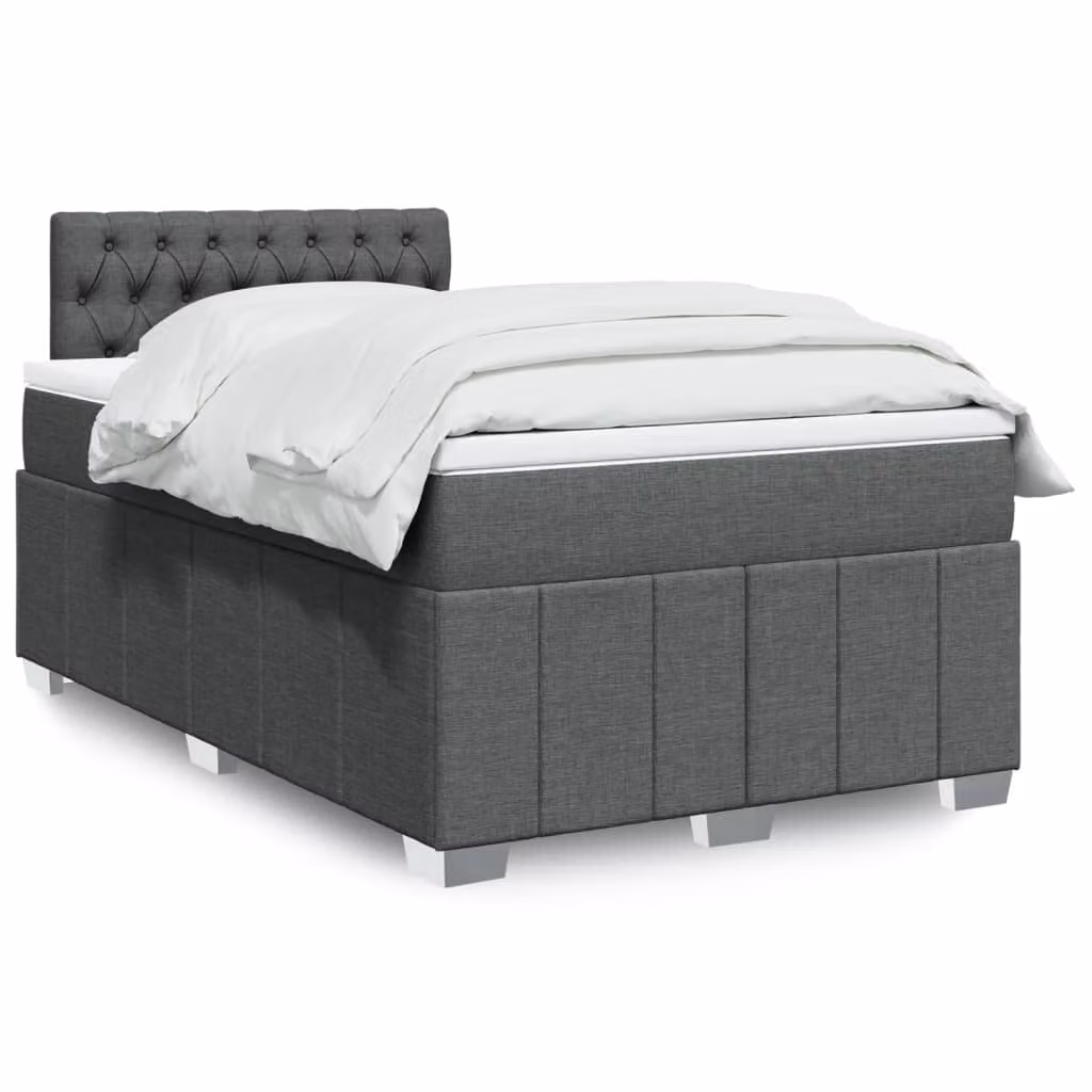 vidaXL Giroletto a Molle Ibrido con Materasso in Tessuto Grigio e Bianco, L/P/H: 120 x 200 cm