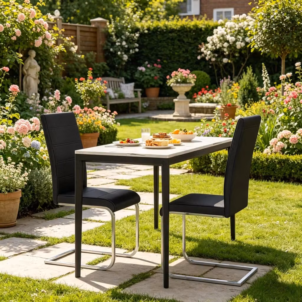 Set da 2 sedie cantilever REDOM in ecopelle nera per casa e ufficio L/P/H: 40 x 51 x 100 cm – 2
