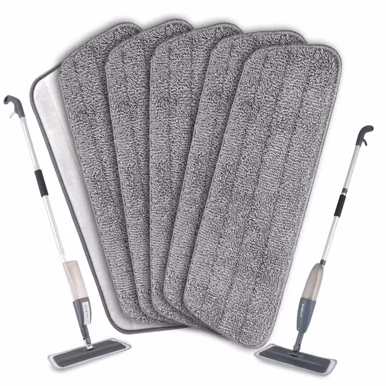 Panni in microfibra per mocio, confezione da 6 pezzi, lavabili, dimensioni 40x12 cm, colore grigio