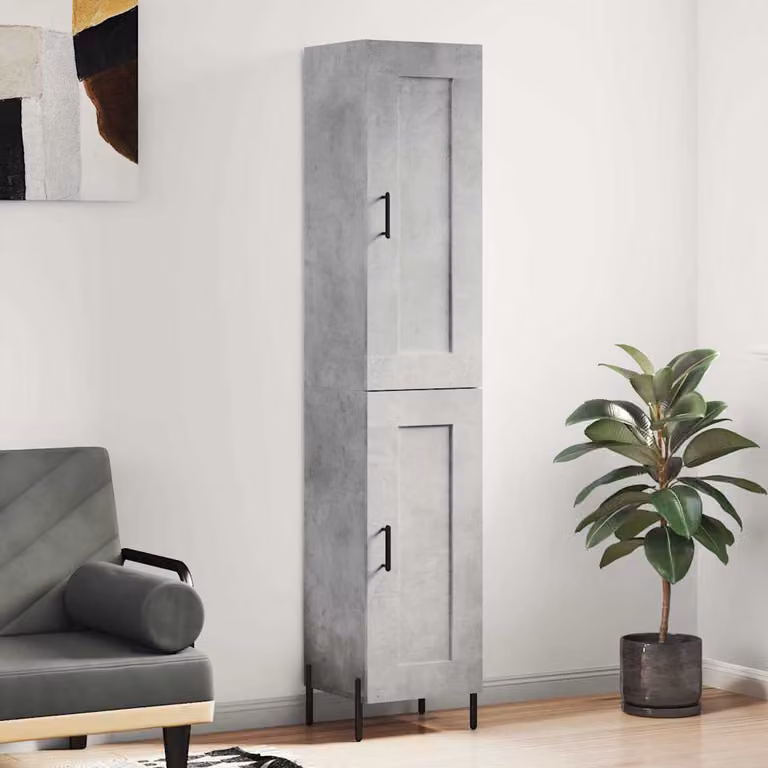 Credenza moderna vidaXL in legno e metallo, Grigio, L: 34,5 cm, P: 34 cm, H: 180 cm