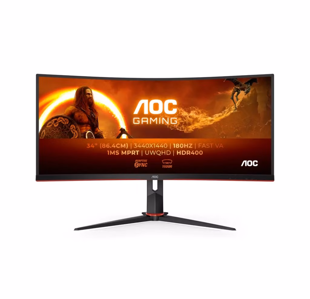 Monitor PC Ultrawide AOC CU34G2XP da 86,4 cm (34") Quad HD 3440 x 1440 pixel LED VA Nero e Rosso – 2