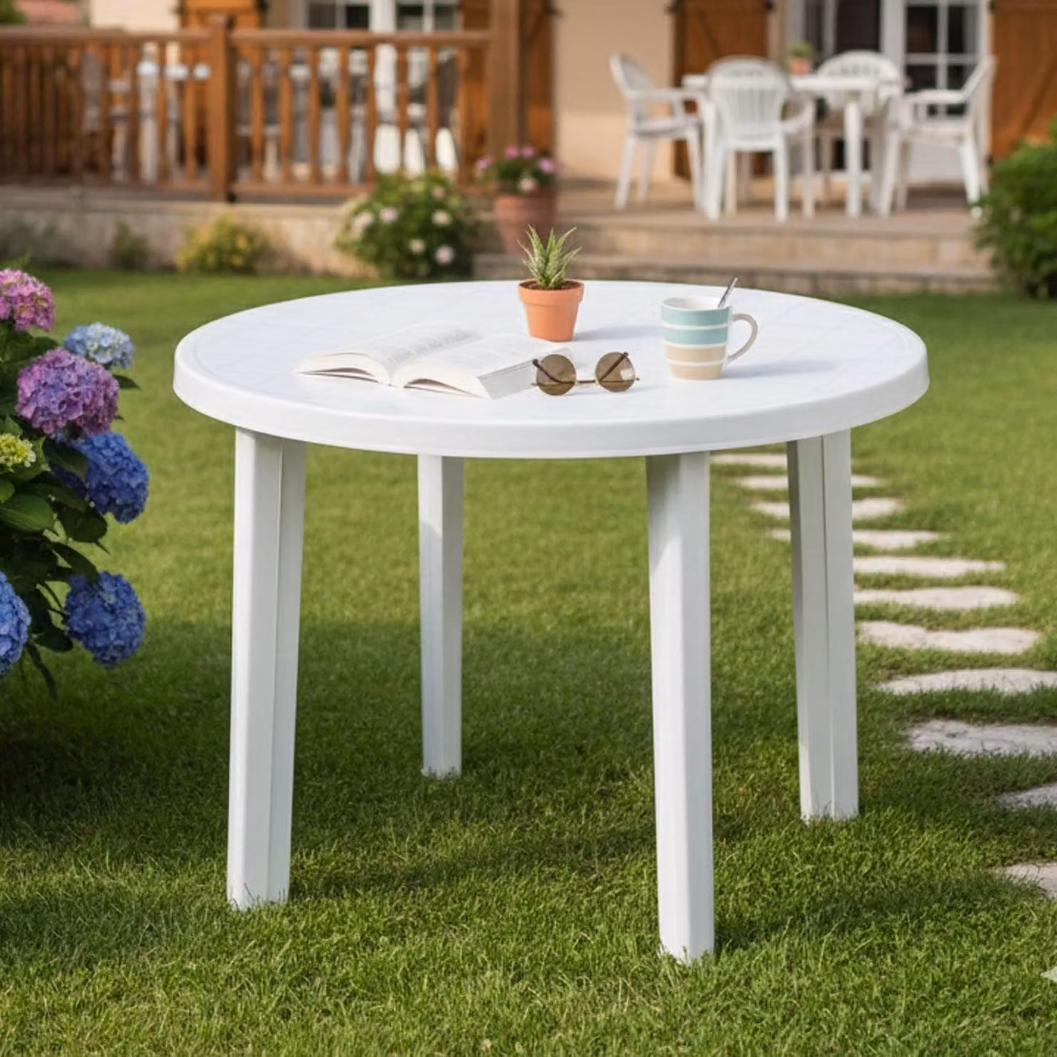 Brooksdale - Tavolo da Esterno, 90x90x72h cm Bianco, 4 Posti Italy