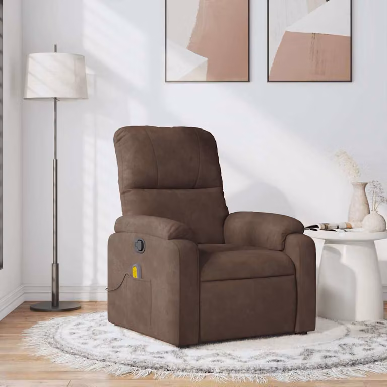 vidaXL Poltrona Reclinabile Relax in Microfibra Marrone con Braccioli