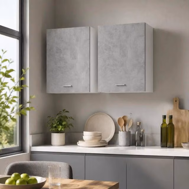 Wall Cabinets, 2 Pieces, Lyon Concrete Grey, 50x31x60 Cm, Wood-based Material