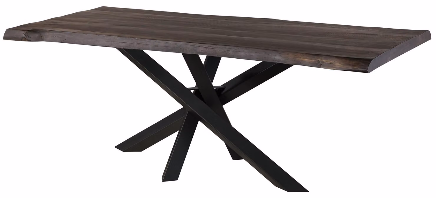 MASSIVMOEBEL24 | Tavolo da pranzo in legno di mango - laccato grigio / gambe mikado antracite matt 220x100x79
