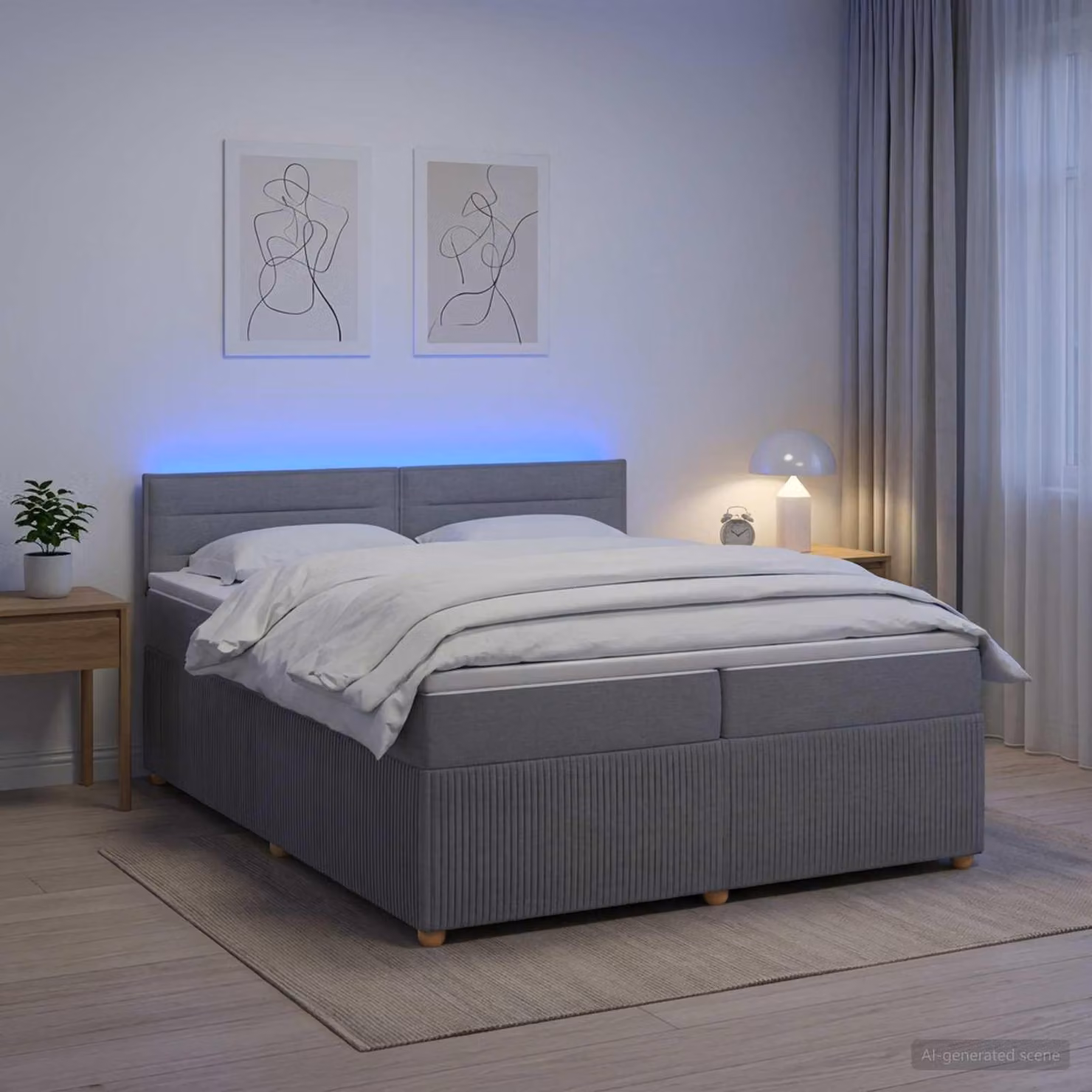 Maison Exclusive - Letto boxspring con materasso Grigio chiaro 200 x 200 cm Tessuto