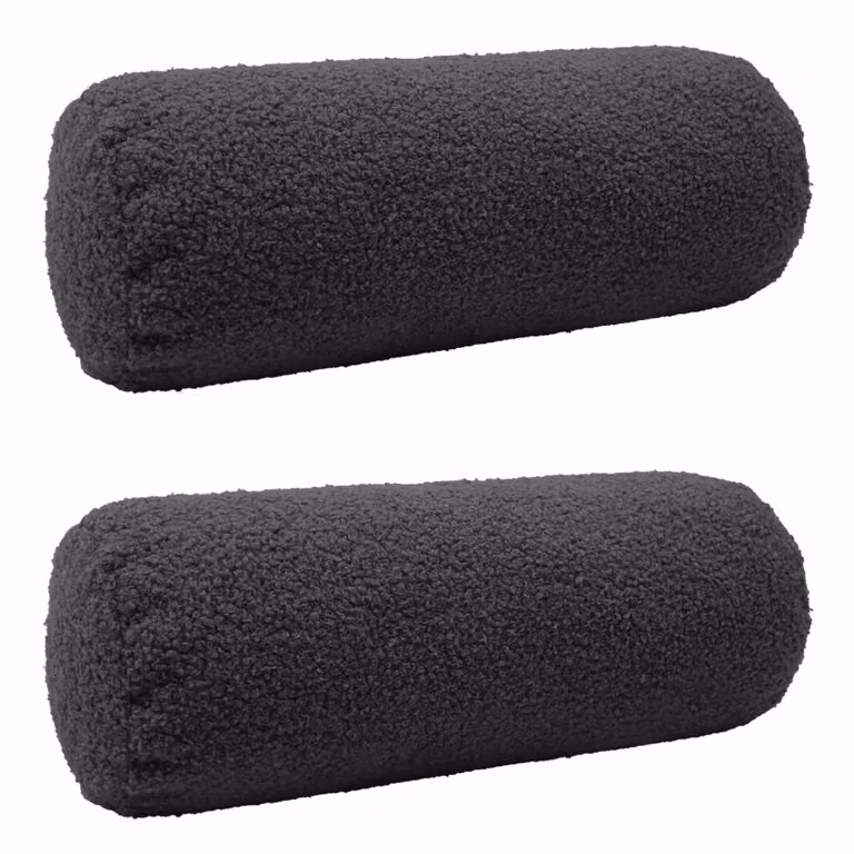 Set di 2 federe vidaXL HEERLEN grigio scuro in tessuto bouclé, forma rotonda, Ø 15 x 40 cm