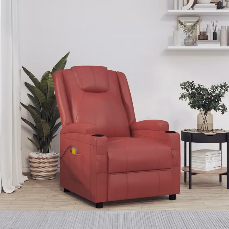 The Living Store Sedia da massaggio in Pelle finta rosso vino