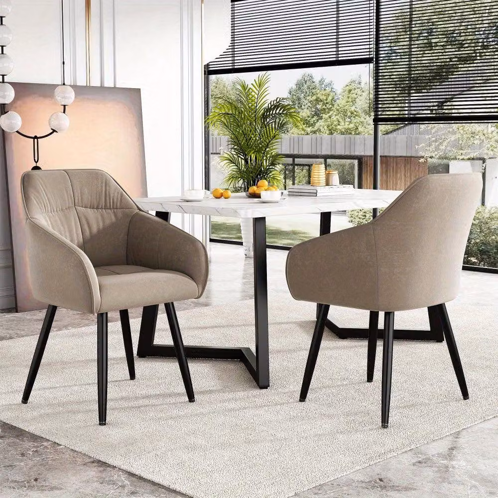 Set di 2 sedie da pranzo - Sedia con braccioli - Sedia in velluto - Sedia per la cucina - Sedia per il soggiorno - Gambe in metallo