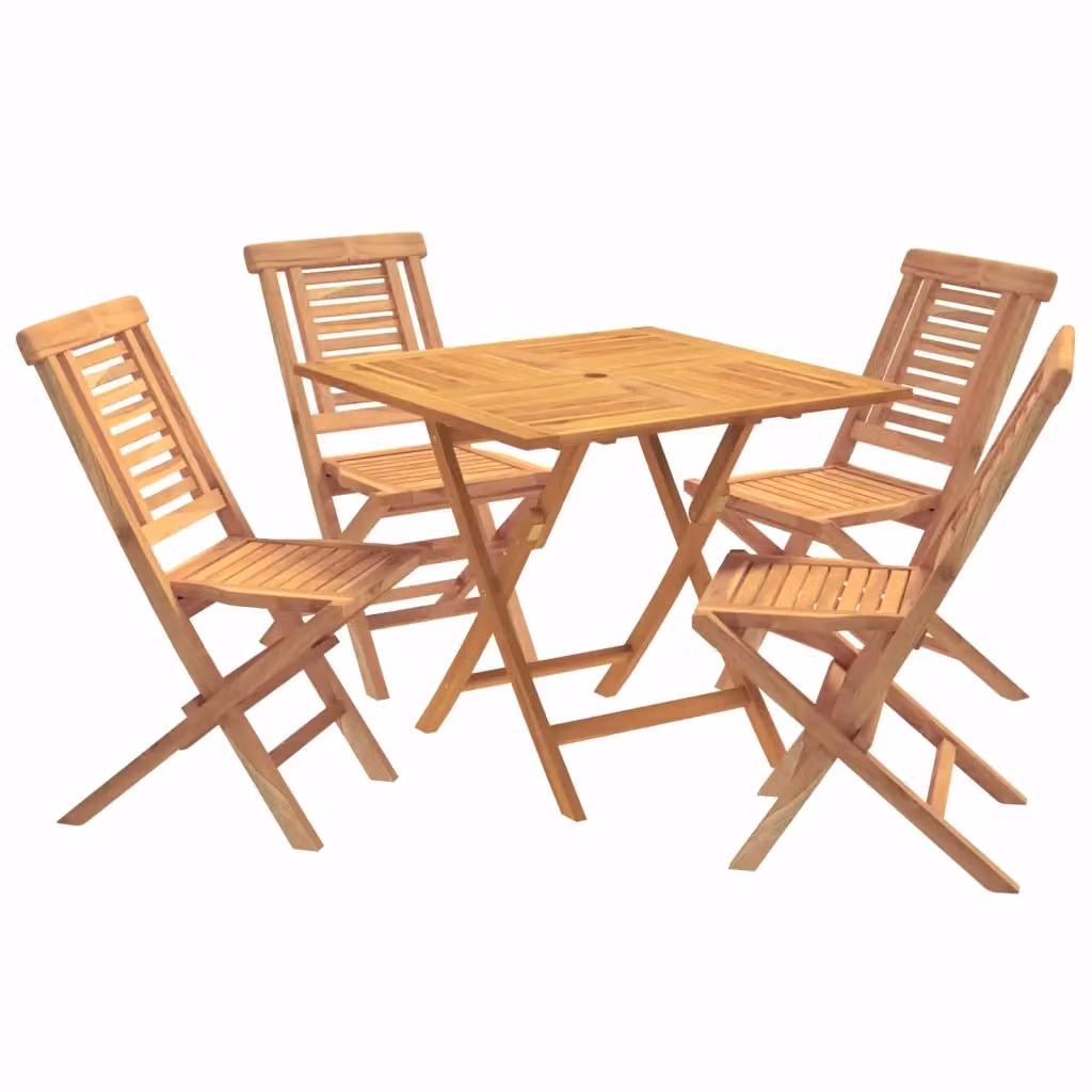 Set bistro da giardino pieghevole da 5 pezzi vidaXL in legno di teak marrone – 2