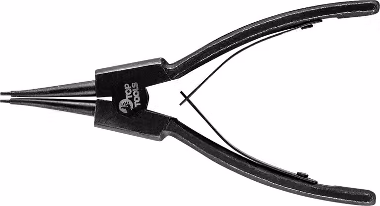 TOP TOOLS Pinza per collari di arresto, pinza per anelli di sicurezza 150 mm, esterna, diritta, per collari di arresto 12-25 mm, diametro dell'estremità 1,5 mm, esterna, diritta