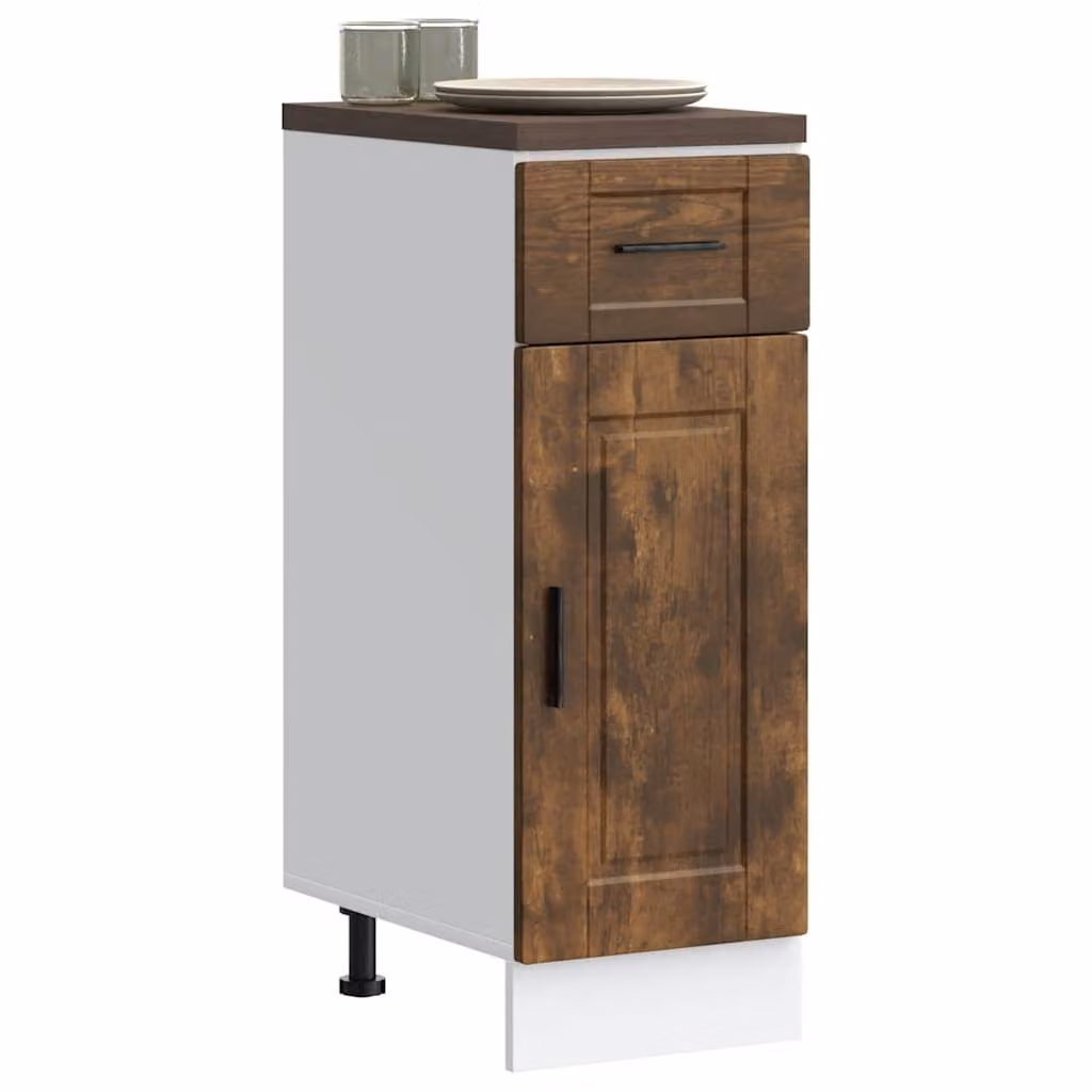 Base da cucina moderna vidaXL Porto Rovere Fumo in legno marrone con ante a battente