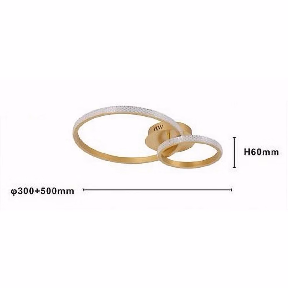 Plafoniera LED Trade Shop con 2 Cerchi Effetto Cristallo e Telecomando, Design Moderno Oro – 2