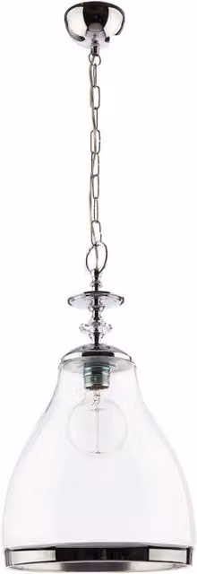 Lampada sospesa industriale ISLA Jupiter in metallo cromato e vetro trasparente con attacco E27