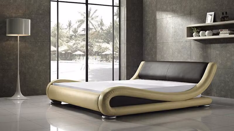 Designer Ehebett Polsterbett Doppelbett Bett Schlafzimmer Lederbett Betten