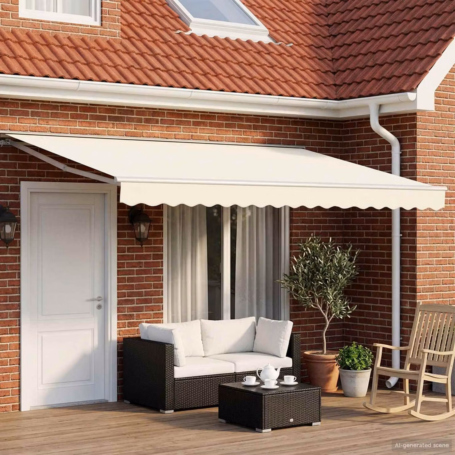 Tenda retrattile manuale vidaXL beige L: 450 cm, P: 300 cm