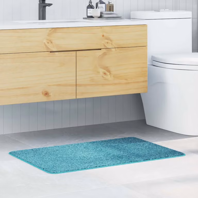 Tappetino da bagno antiscivolo e lavabile vidaXL, Turchese, L: 60 cm x P: 90 cm
