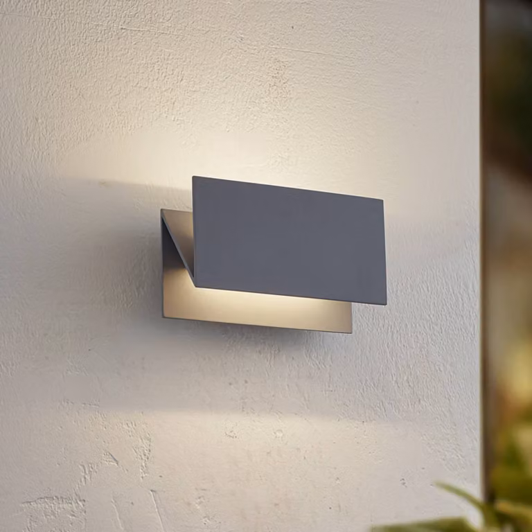 Applique da esterni a LED Meja Lucande, Alluminio / Grigio / Zincato, Moderno, Applique LED da esterni