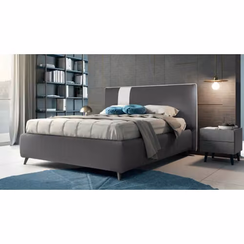Letto matrimoniale imbottito Colombini Casa con riporto laterale - Tetris