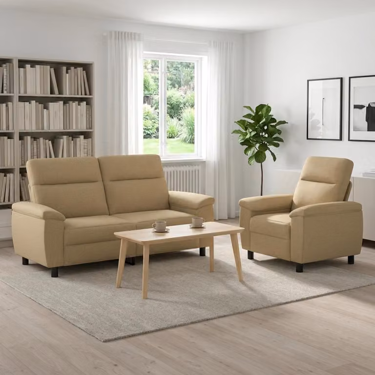 Set di 2 divani moderni vidaXL in tessuto marrone chiaro con struttura in metallo per il tuo soggiorno