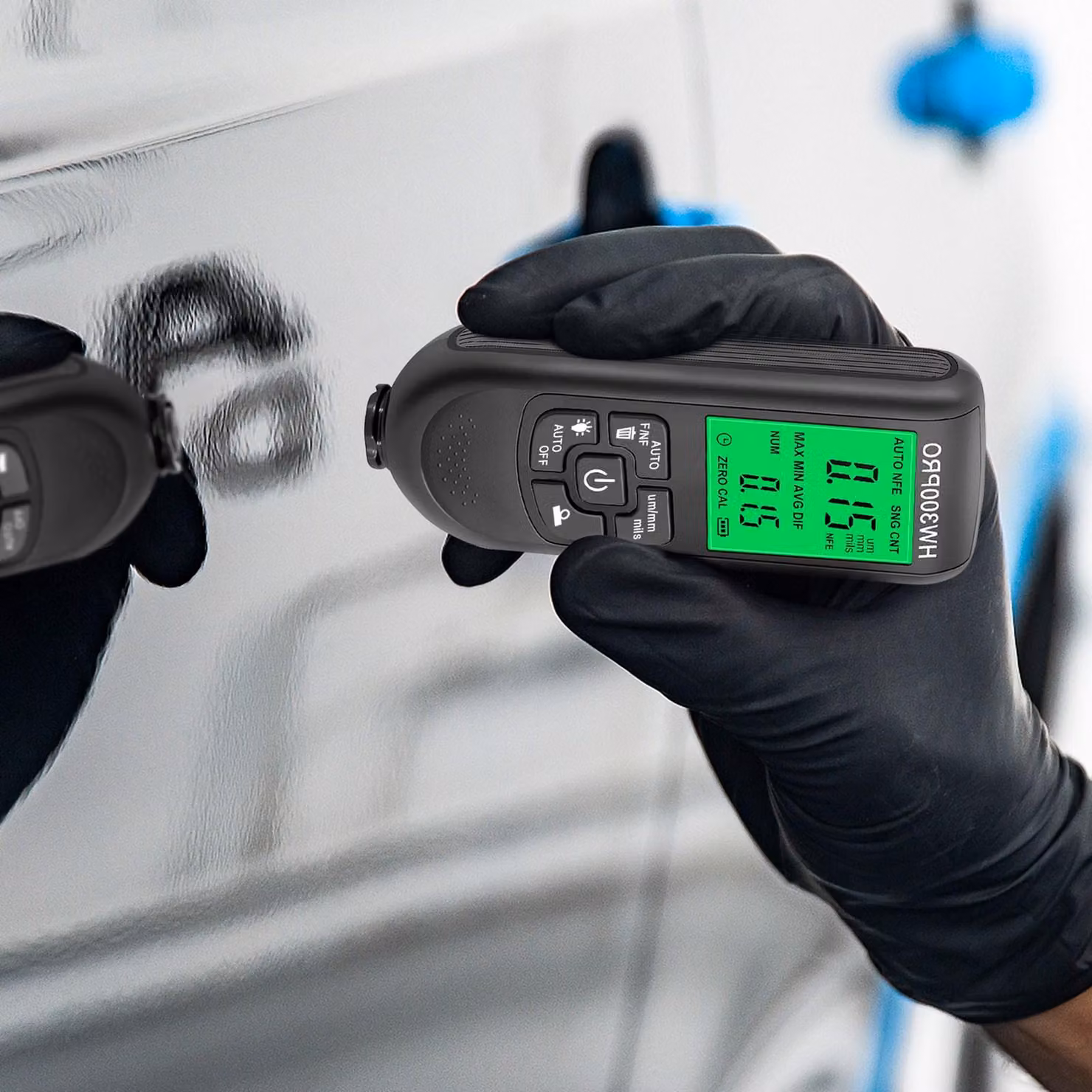 Misuratore dello spessore dello strato di vernice per auto su metallo 0-2000 µm con sonda Fe e NFe
