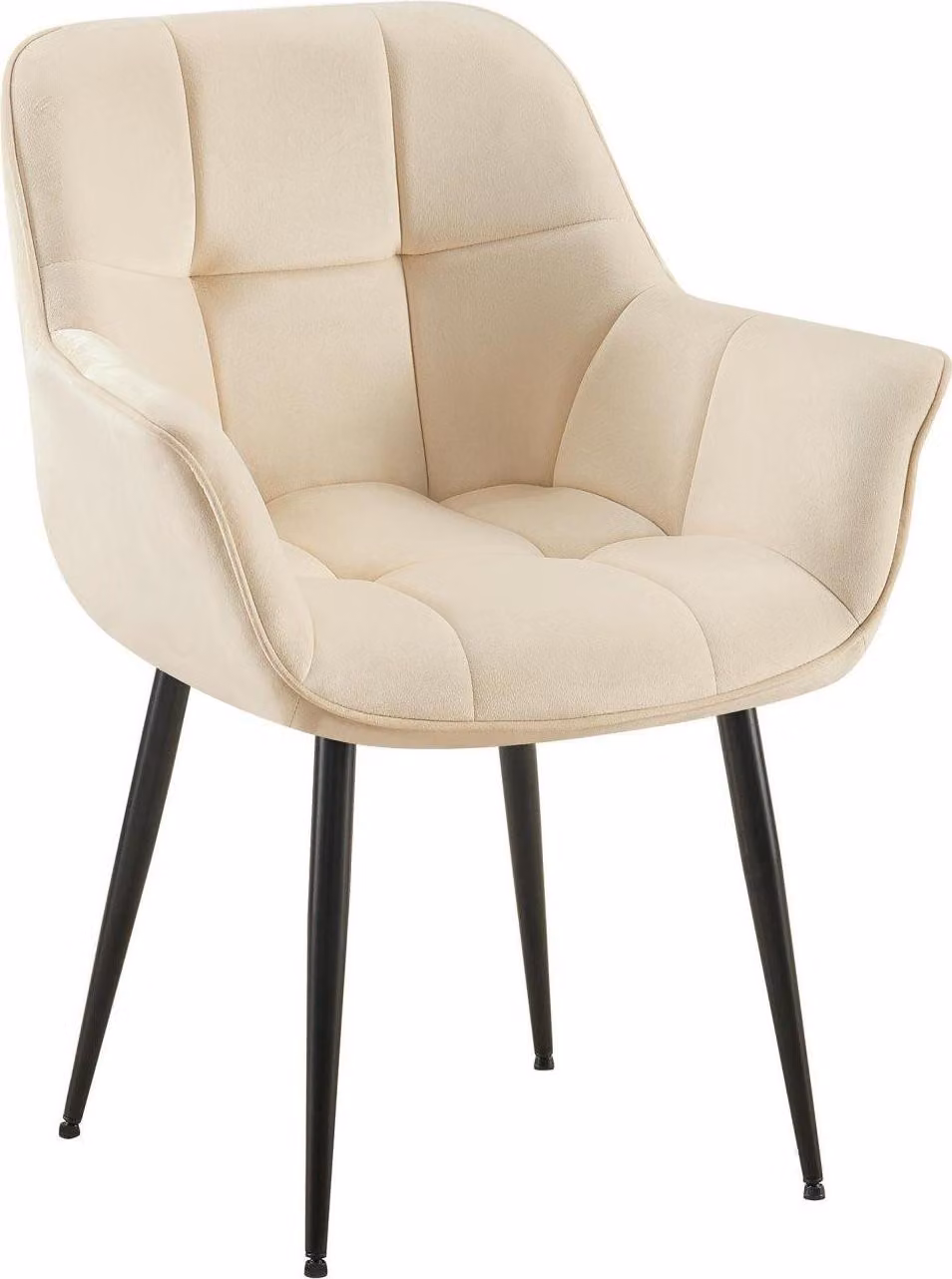 Sedia da pranzo in velluto - velluto - design ergonomico, comfort moderno e tinta unita colore: crema