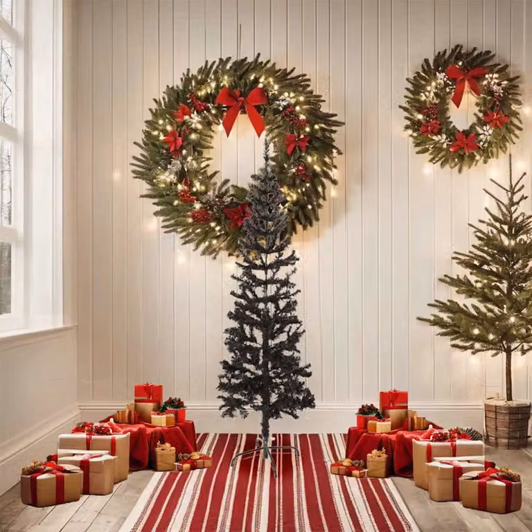 vidaXL Albero di Natale Sottile Nero 150 cm