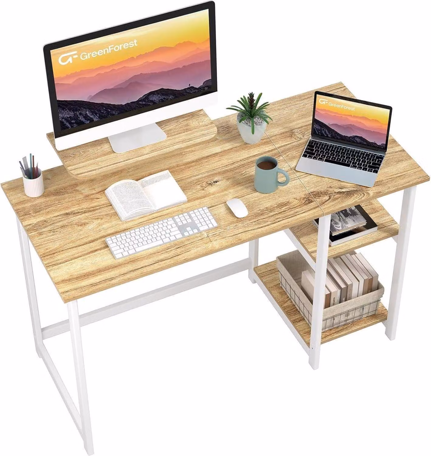 Scrivania con vano portaoggetti 120cm Beige - Scrivania per ufficio GreenForest