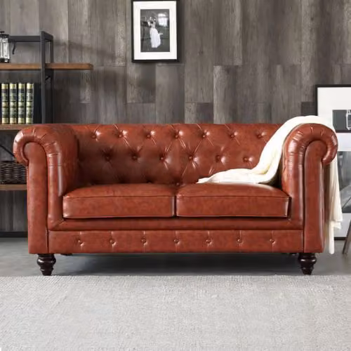 Design Chesterfield Sofagarnitur 2-Sitzer Leder Couch Polster Sofas Sofa Sitz