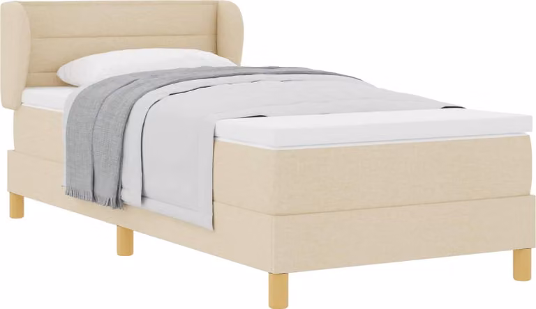 vidaXL Letto a molle insacchettate con materasso e testata crema 90 x 190 cm in tessuto