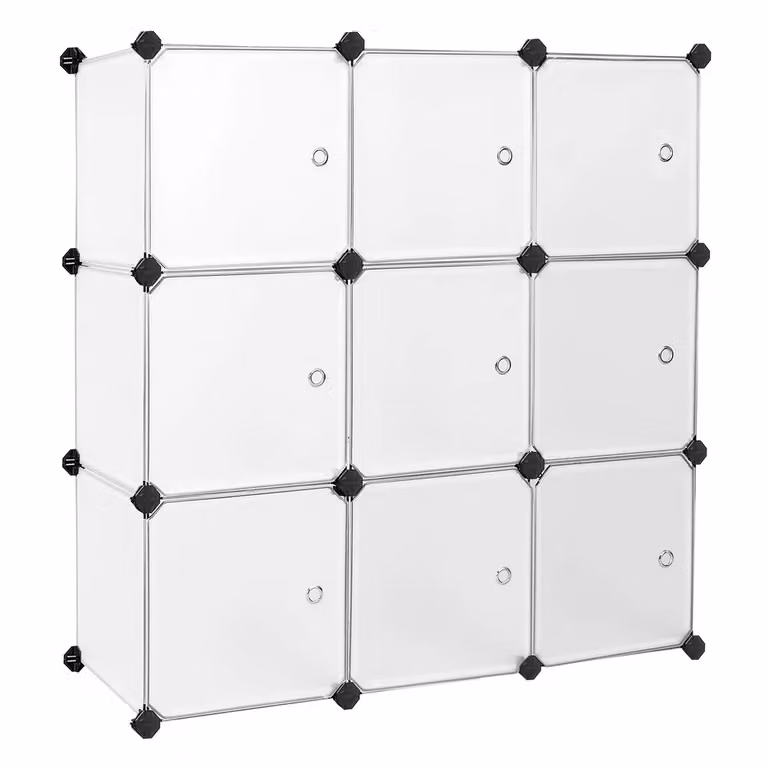 Scaffale Portaoggetti Modulare Fai da Te con 9 Cubi, Bianco
