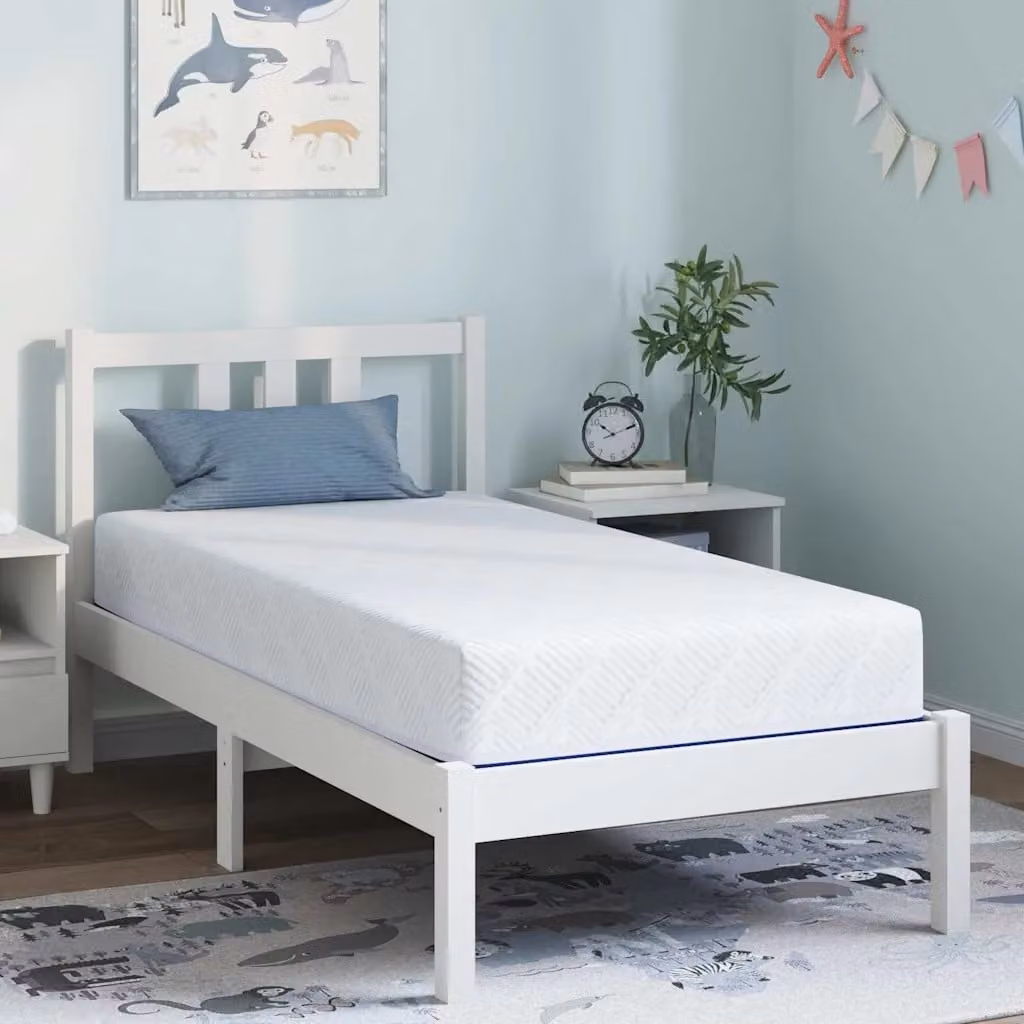 Materasso vidaXL in gel con tessuto Jacquard bianco e blu, L 160 x P 80 cm