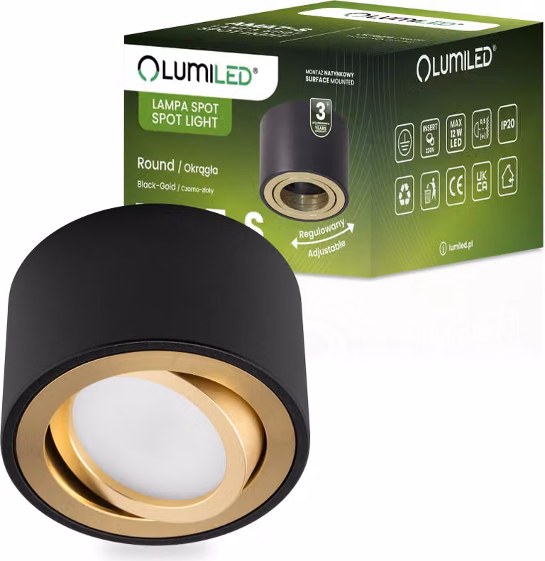 LUMILED faretto a plafone faretto a plafone per modulo LED INSERT faretto a plafone faretto orientabile plafone rotondo oro nero 52mm