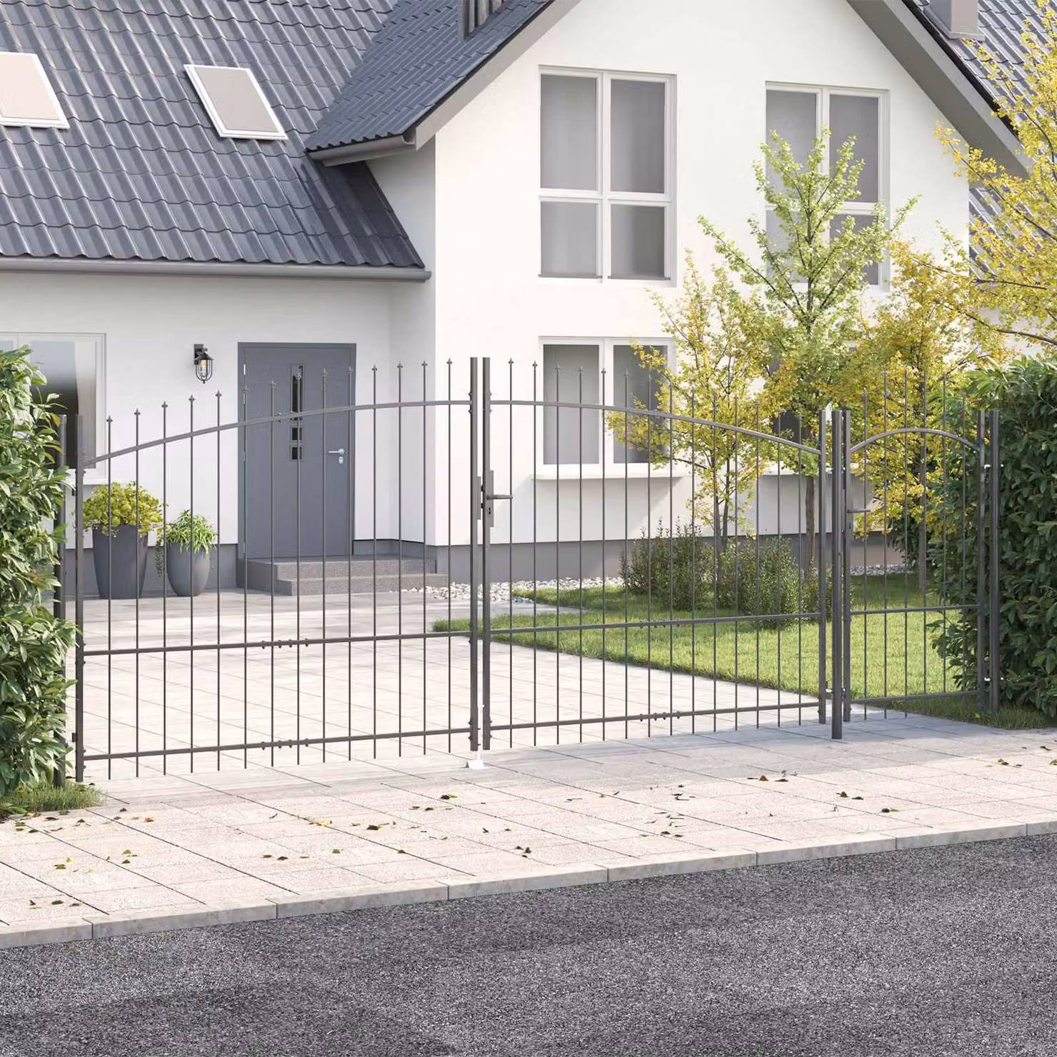 Cancello da giardino vidaXL WOERDEN in acciaio antracite, L: 500 cm, H: 175 cm