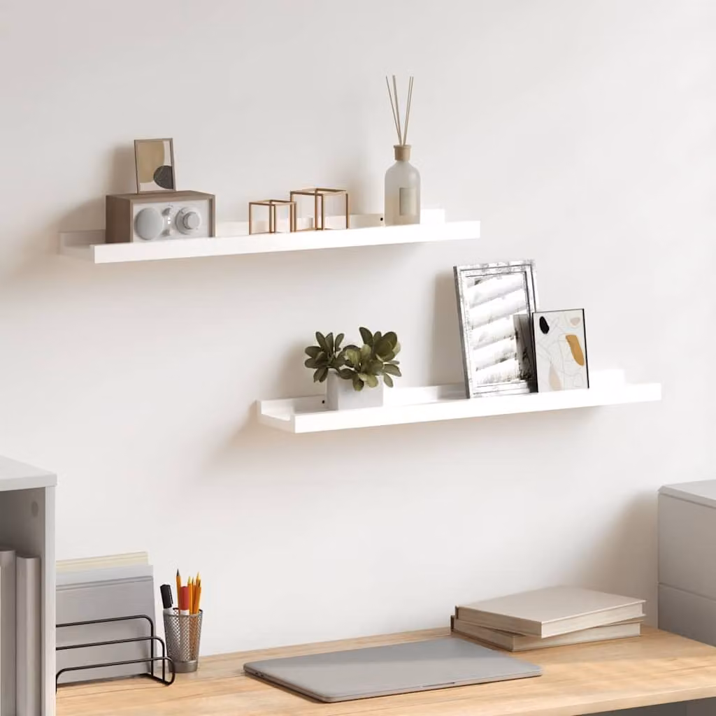 Set di 2 mensole da parete vidaXL in bianco lucido L 60 cm