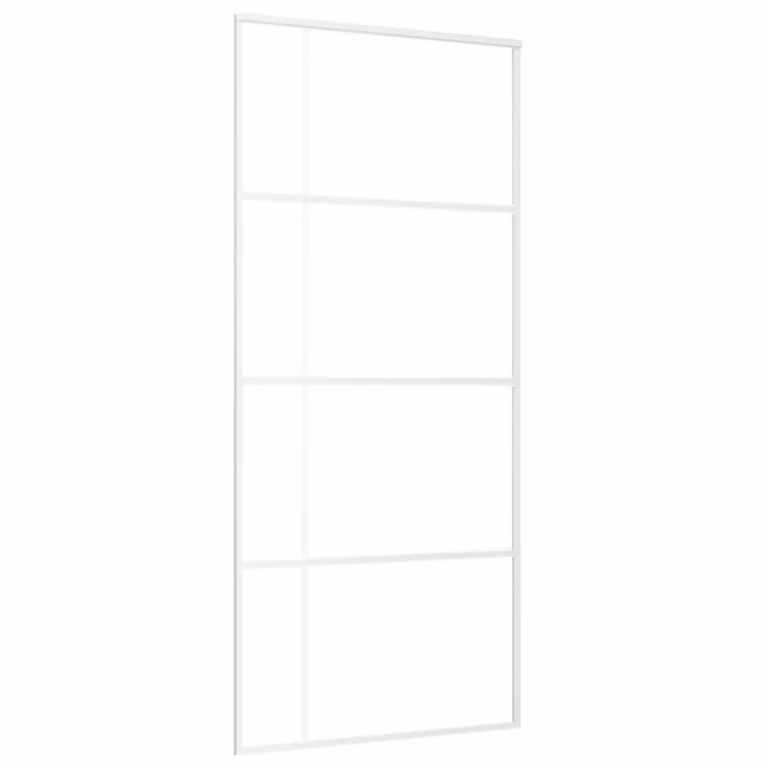 Porta Scorrevole in Vetro ESG e Alluminio 90x205 cm Bianca