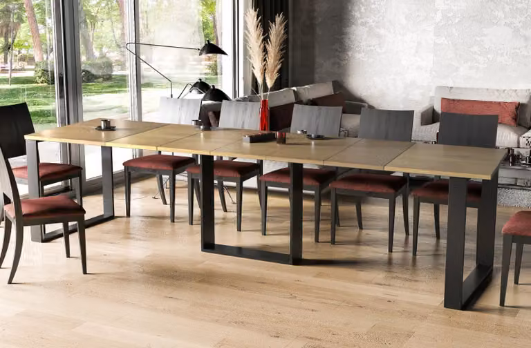 Endo-Möbel tavolo da pranzo allungabile Borys 130cm - 250cm tavolo da pranzo in metallo con base a slitta (rovere naturale)