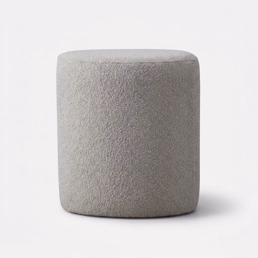 Pouf moderno, bianco e grigio, elegante, ideale come poggiapiedi o sgabello per il trucco