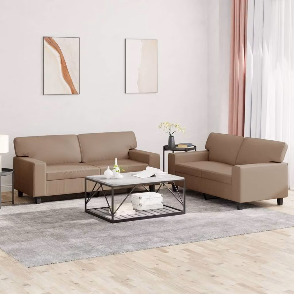 Maison Exclusive - Set divano a 2 posti in ecopelle color marrone cappuccino
