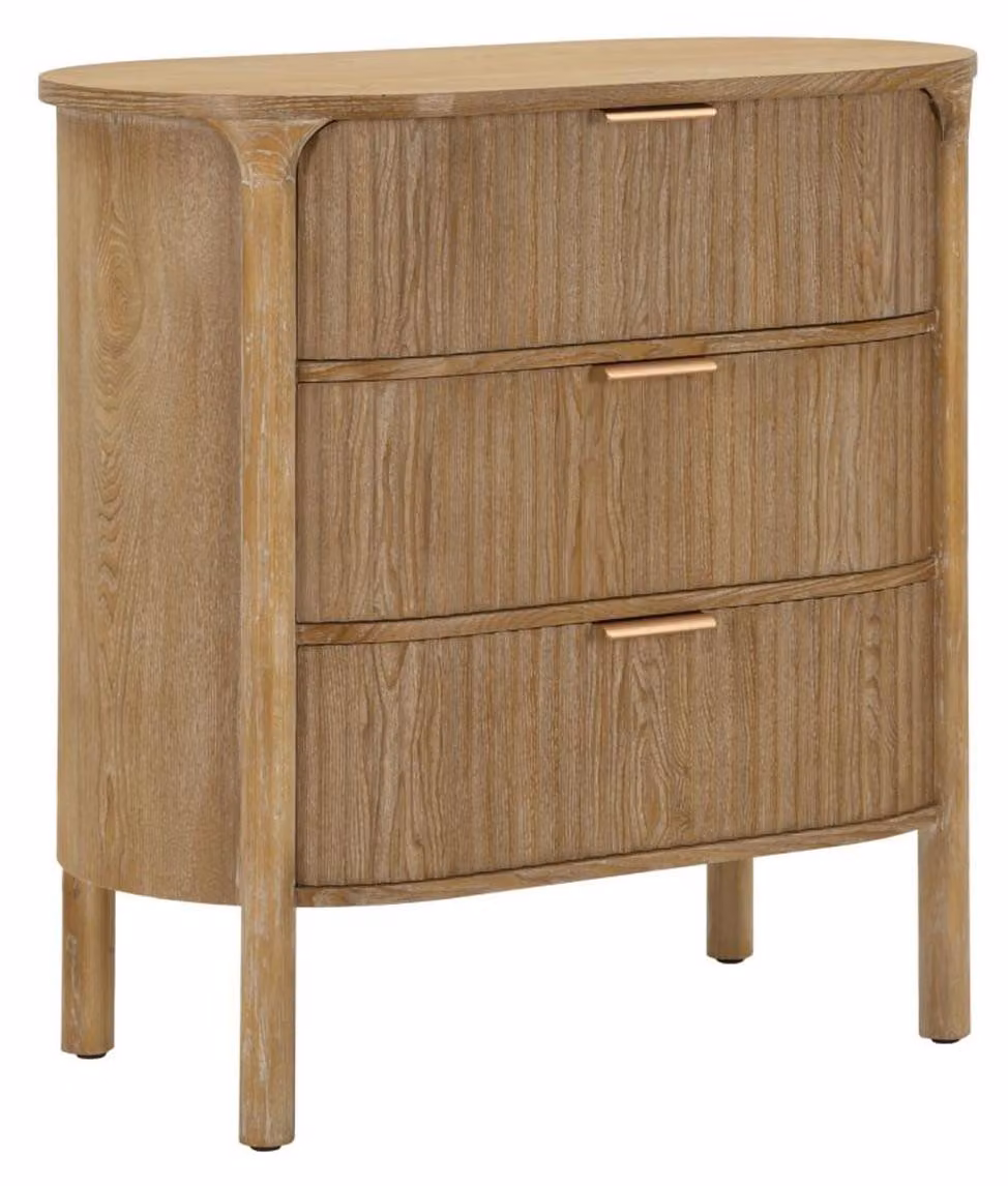 Comò Goteborg con 3 cassetti in legno abete e MDF marrone 80,5x47x82 cm