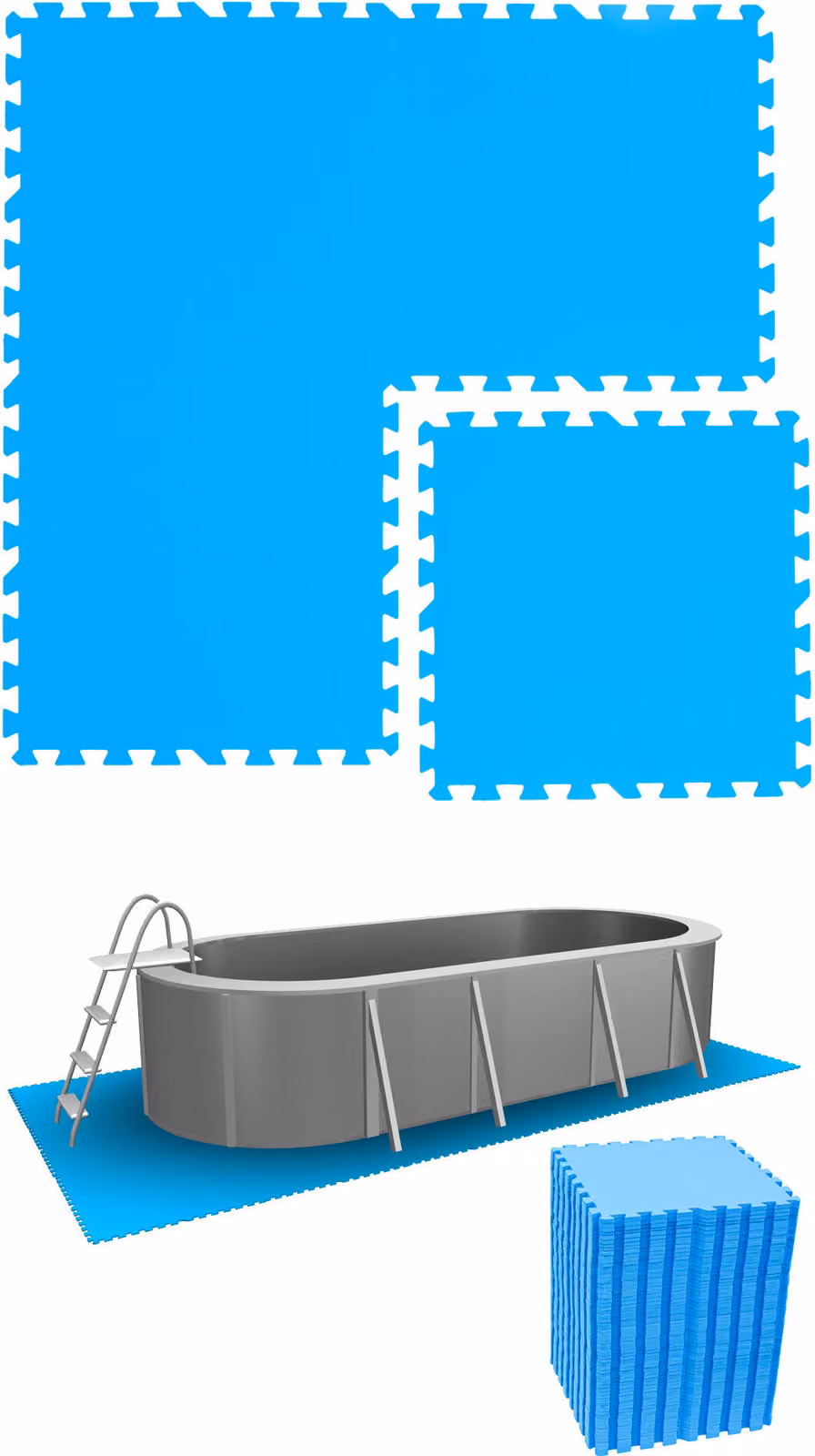 16 set di tappetini da piscina 50x50 cm blu